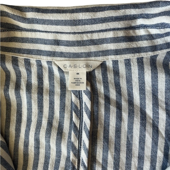 NWT Caslon Stripe Linen Blend Blazer In Blue-Ivory Brianne Stripe Plus Size 4X - Picture 5 of 10